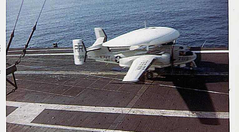 E-1B aboard the Oriskany during Operation Silver Lance, late 1964.
